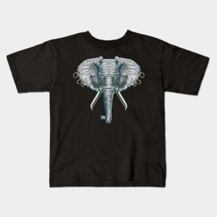 Vintage Elephant with Pierced Ears & Spectacles Kids T-Shirt